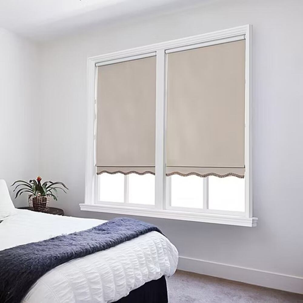 29.5x64 Paige Cut To Width Cordless Blackout Fringed Roller Shade Sea Sand